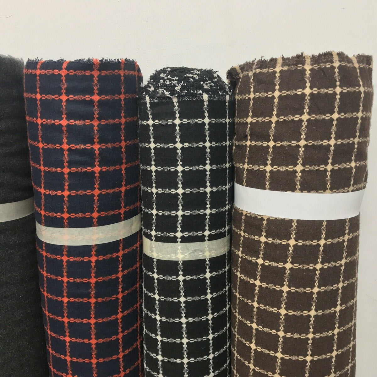 Designer checks wool blend melton coating fabric by the metre - Bull Ring Fabrics