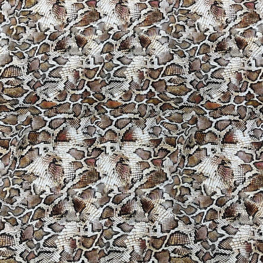 100% Cotton Craft Snakeskin Print Fabric 54" – Brown Python - Bull Ring Fabrics