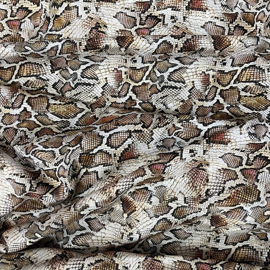 100% Cotton Craft Snakeskin Print Fabric 54" – Brown Python - Bull Ring Fabrics