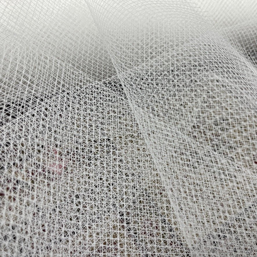100m Bird Cage Fascinator Stiff Dress Net Tulle Fabric, White - Bull Ring Fabrics
