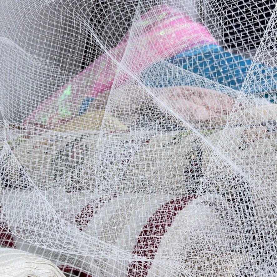 100m Bird Cage Fascinator Stiff Dress Net Tulle Fabric, White - Bull Ring Fabrics