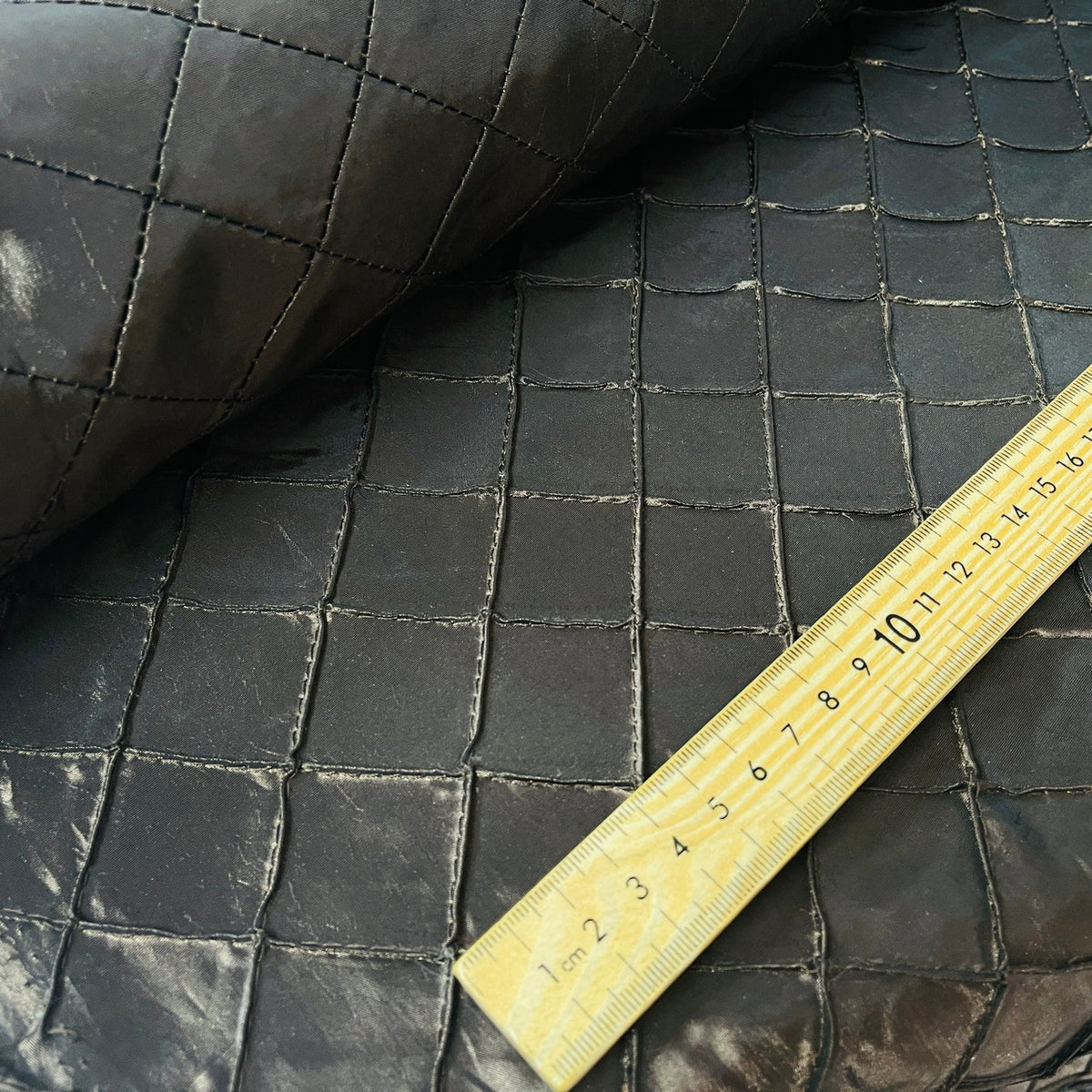 Chocolate Brown Small Diamonds Quilted Taffeta Fabric - Bull Ring Fabrics