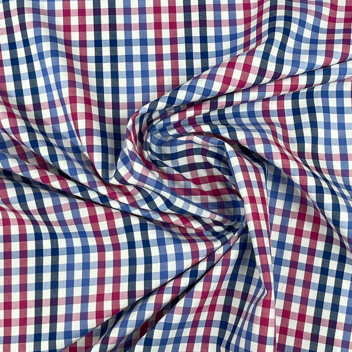 Blue & Pink Gingham Check 100% Cotton Fabric, Dressmaking & Craft 150cm - image 4 - Bull Ring Fabrics