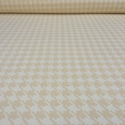 Cream Houndstooth Heavy Cotton Canvas Fabric, Ottilie Stevenson 140cm - Bull Ring Fabrics