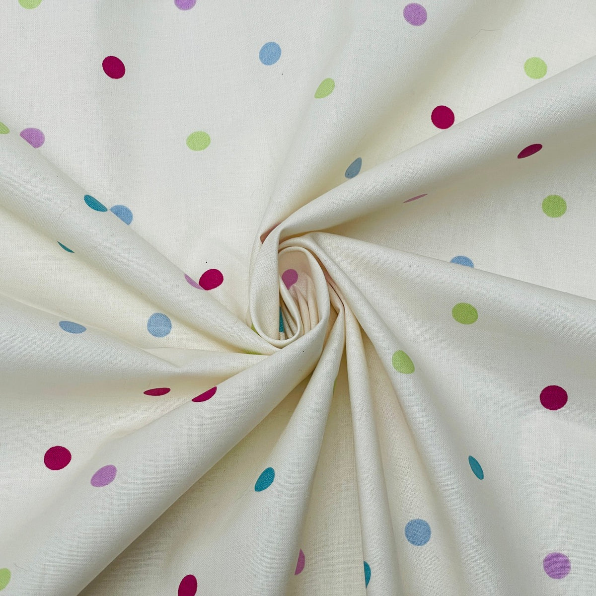Polka Dot Spotty Cotton Craft Fabric, Colourful Spots 140cm, Candy - Bull Ring Fabrics
