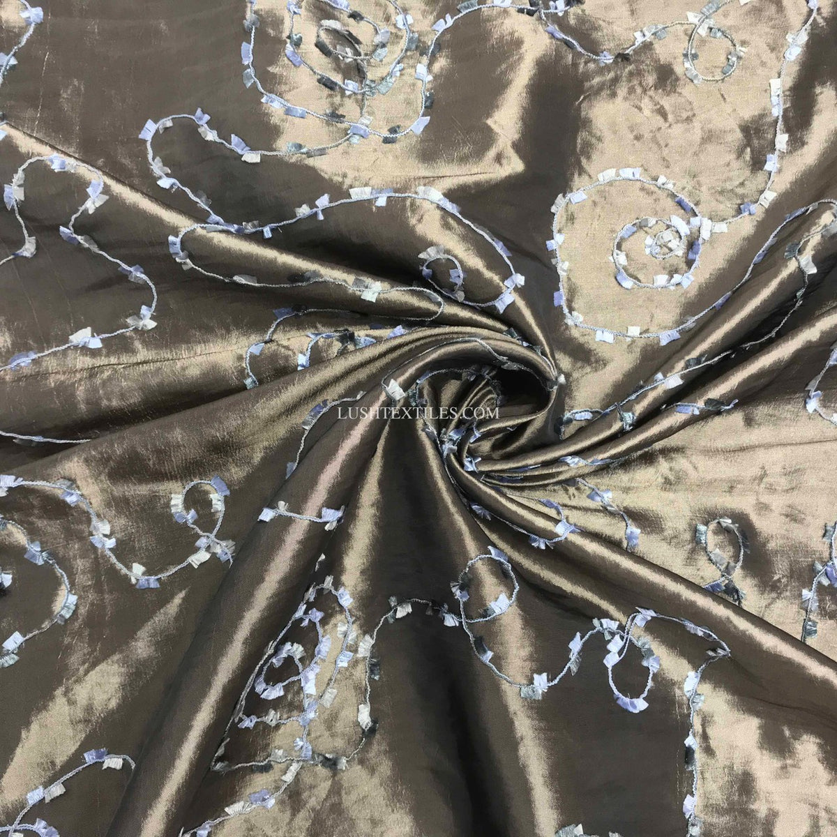 Bronze Rope Embroidery Taffeta Fabric - Bull Ring Fabrics