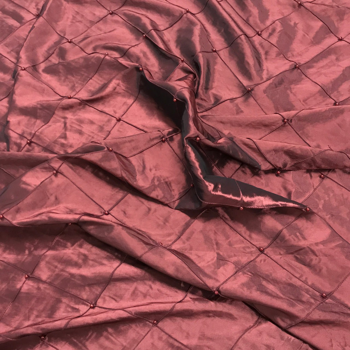 Dusky Pink Pearl Beaded Quilted Taffeta Fabric - image 4 - Bull Ring Fabrics