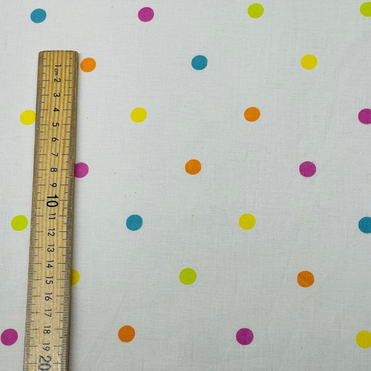 Polka Dot Spotty Cotton Craft Fabric, Multicolour Spots on Cream 140cm, Tutti - image 3 - Bull Ring Fabrics