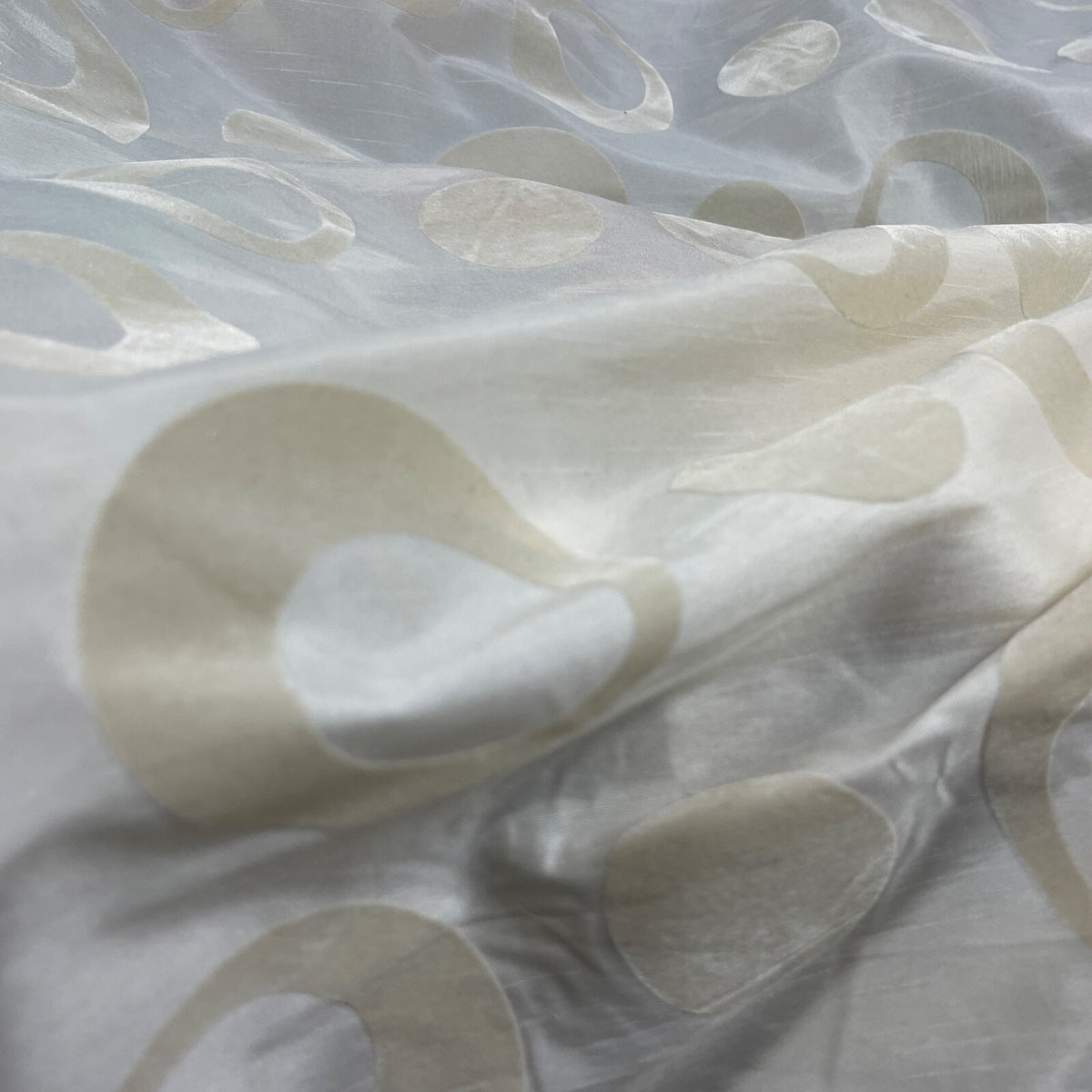 Cream Retro Spots Velvet Flocked Taffeta Fabric - image 6 - Bull Ring Fabrics