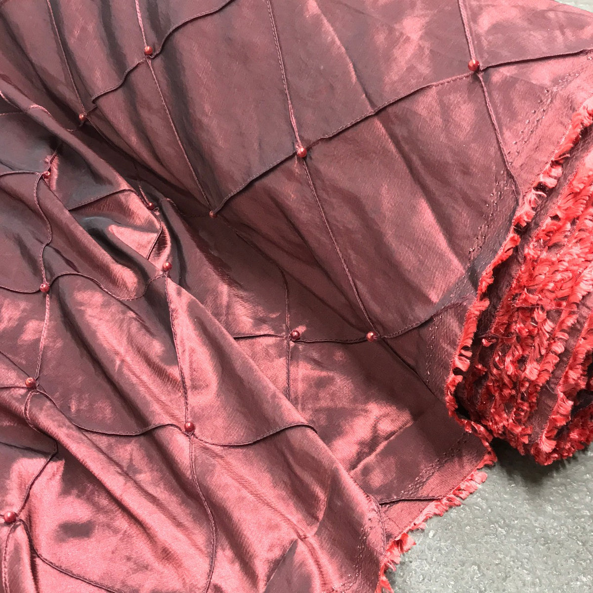 Dusky Pink Pearl Beaded Quilted Taffeta Fabric - image 3 - Bull Ring Fabrics