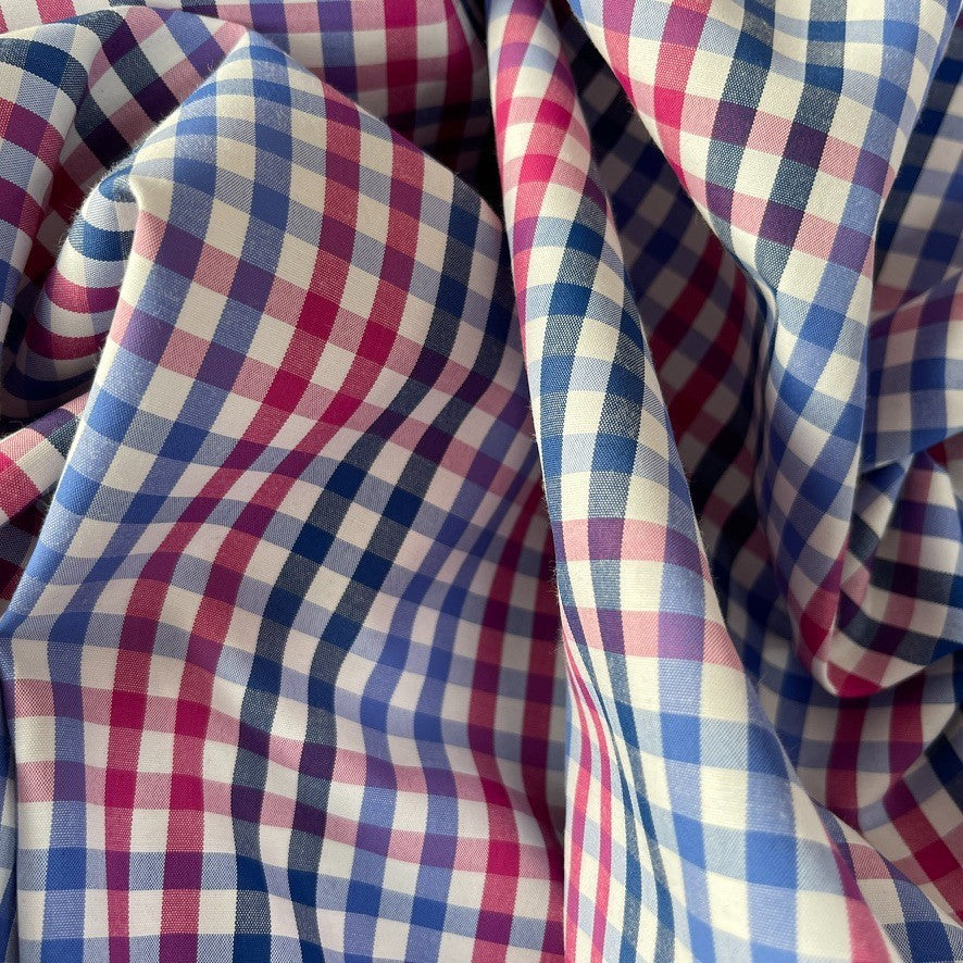 Blue & Pink Gingham Check 100% Cotton Fabric, Dressmaking & Craft 150cm - image 10 - Bull Ring Fabrics
