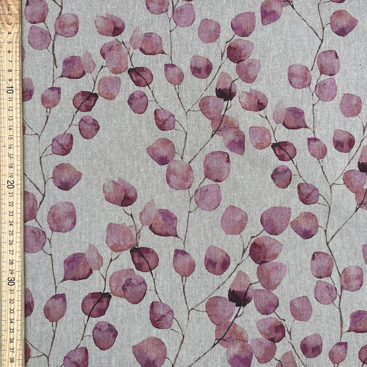 Pink Eucalyptus Leaves Linen Look Curtain Fabric, Cushions & Upholstery 140cm - image 3 - Bull Ring Fabrics