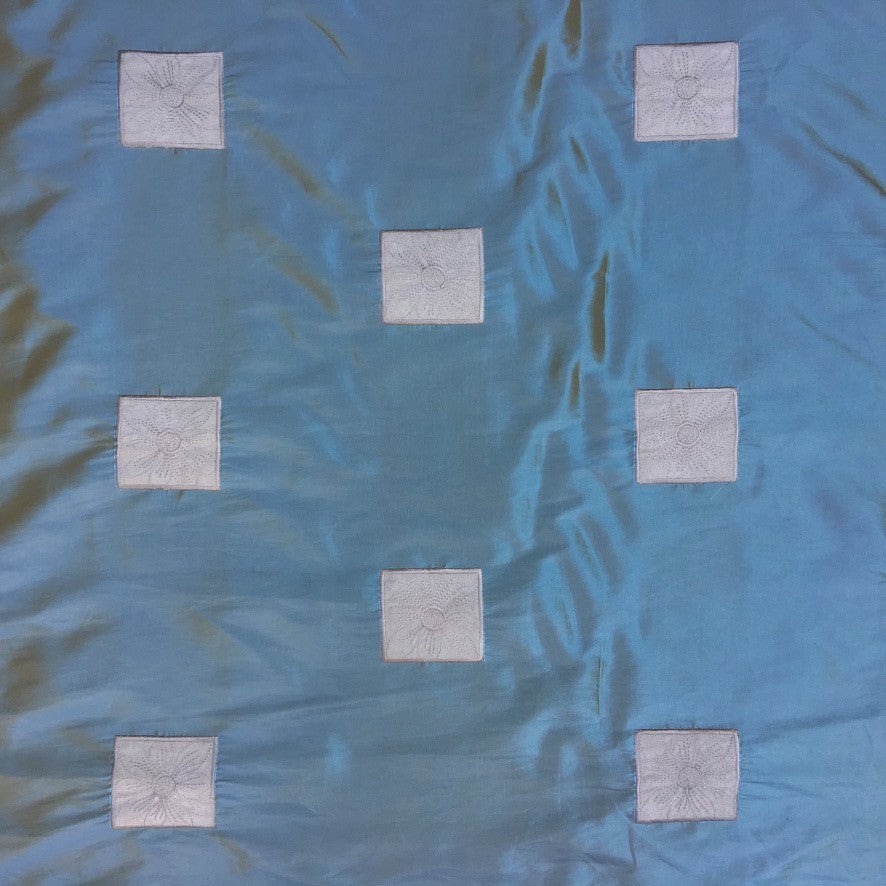 Duck Egg Suede Square Patch Taffeta Fabric - image 12 - Bull Ring Fabrics