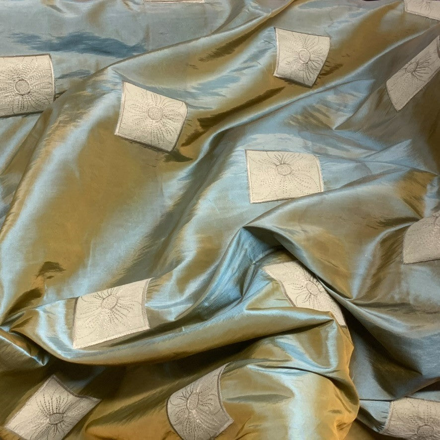 Duck Egg Suede Square Patch Taffeta Fabric - image 7 - Bull Ring Fabrics