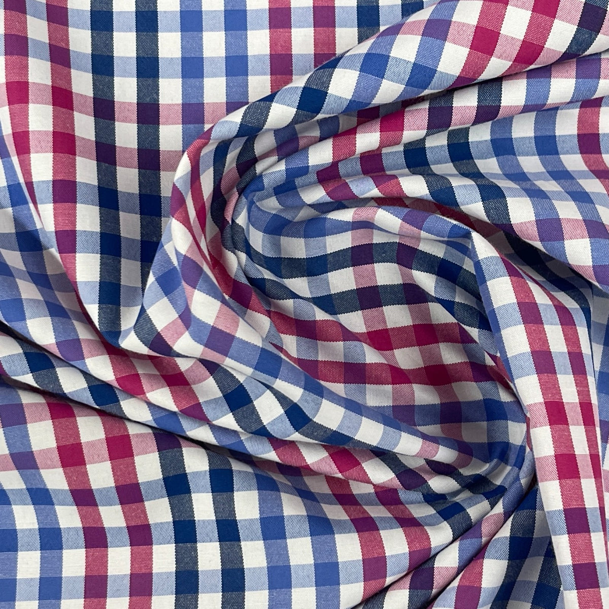 Blue & Pink Gingham Check 100% Cotton Fabric, Dressmaking & Craft 150cm - image 5 - Bull Ring Fabrics