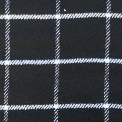10m Large White Checks Tartan Wool Blend Fabric, Black - Bull Ring Fabrics
