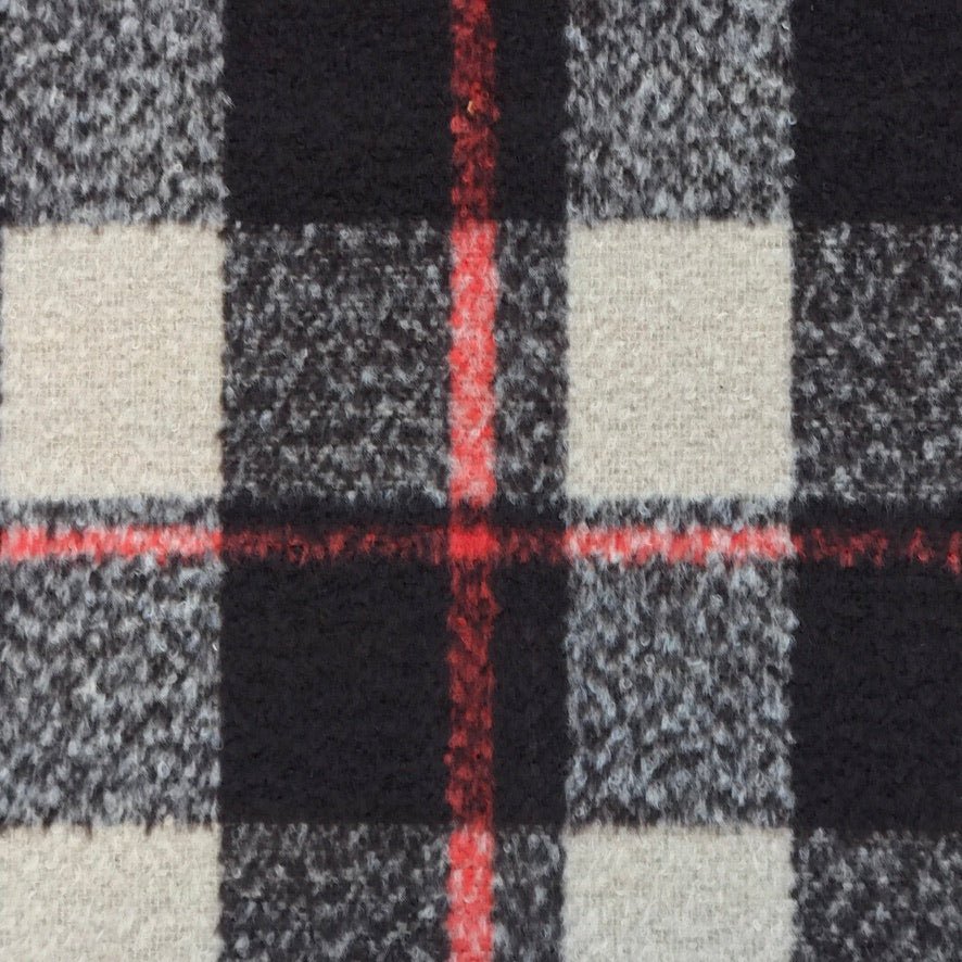 10m Square Checks Wool Blend Fabric, Beige/Brown - Bull Ring Fabrics