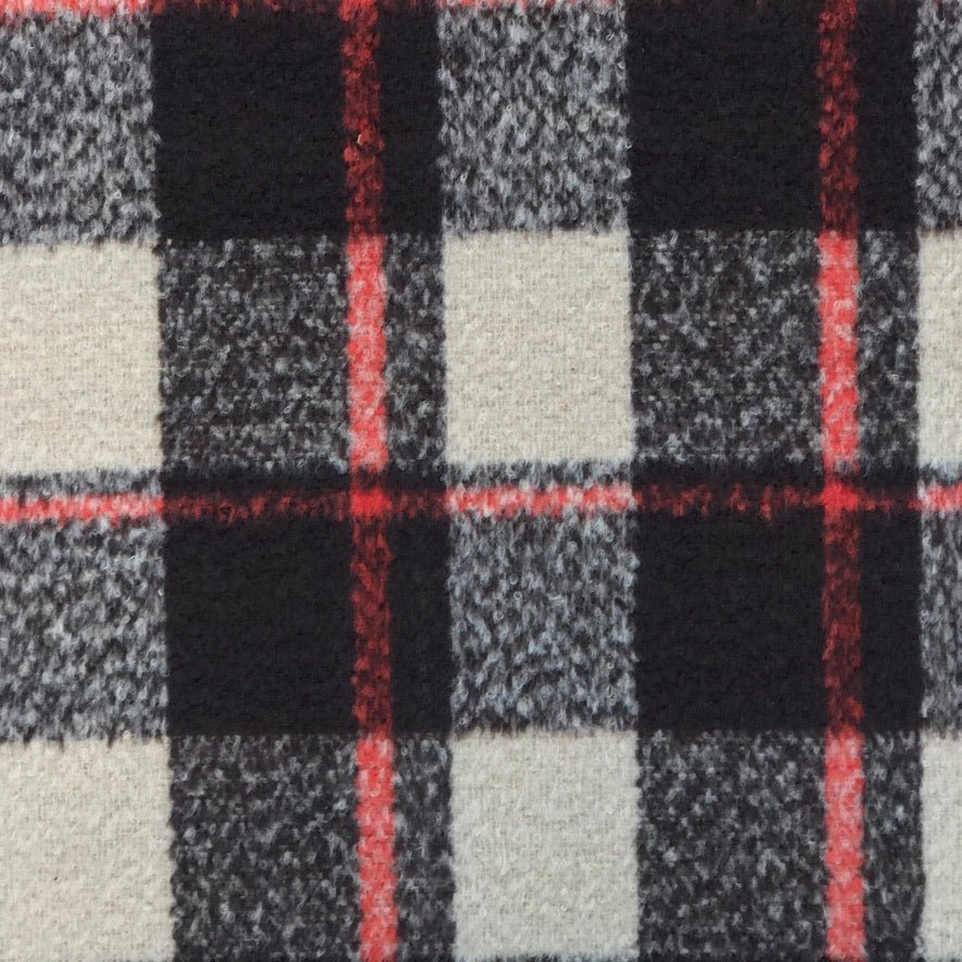 10m Square Checks Wool Blend Fabric, Beige/Brown - Bull Ring Fabrics