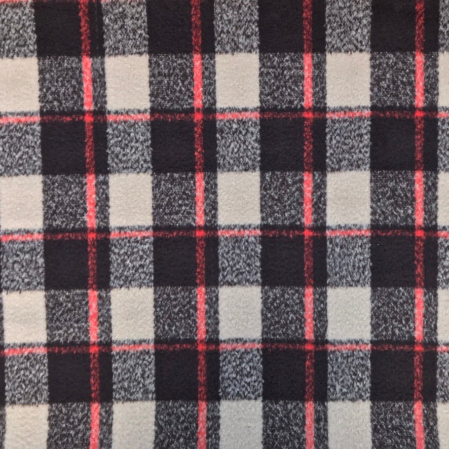10m Square Checks Wool Blend Fabric, Beige/Brown - Bull Ring Fabrics