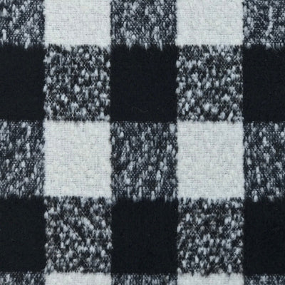 10m Square Checks Wool Blend Fabric, Black - Bull Ring Fabrics