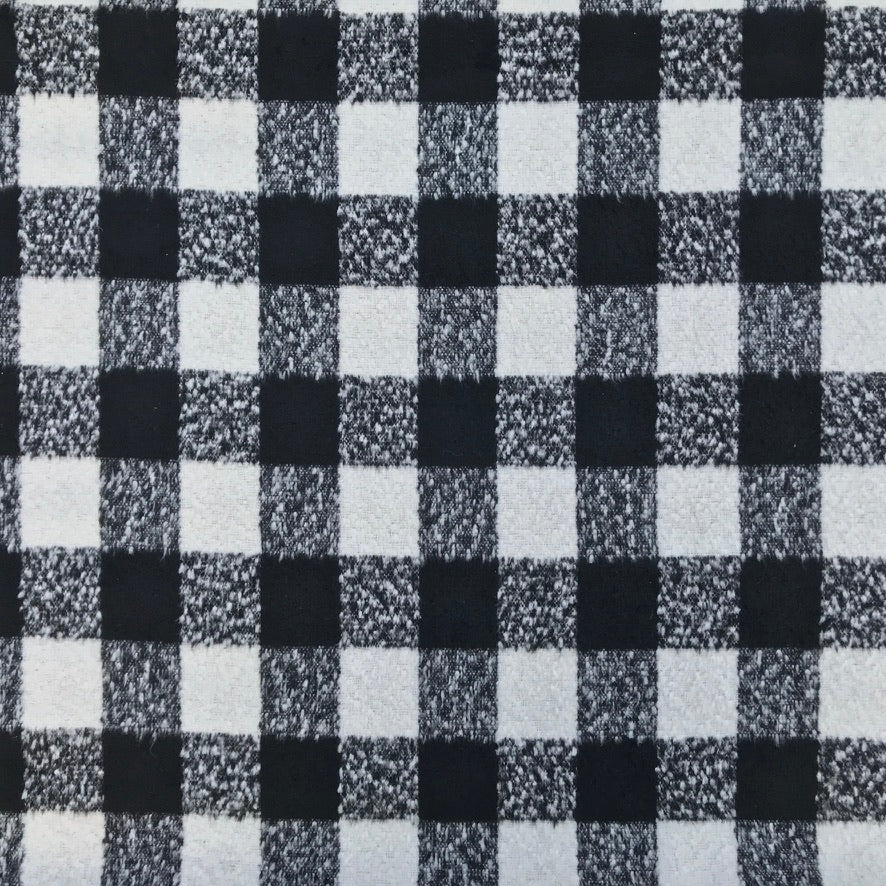 10m Square Checks Wool Blend Fabric, Black - Bull Ring Fabrics