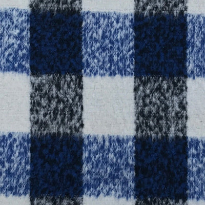 10m Square Checks Wool Blend Fabric, Blue - Bull Ring Fabrics