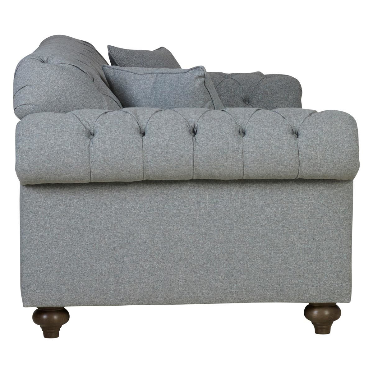 Bordeaux Button Back Grey Fabric 2 Seater Sofa