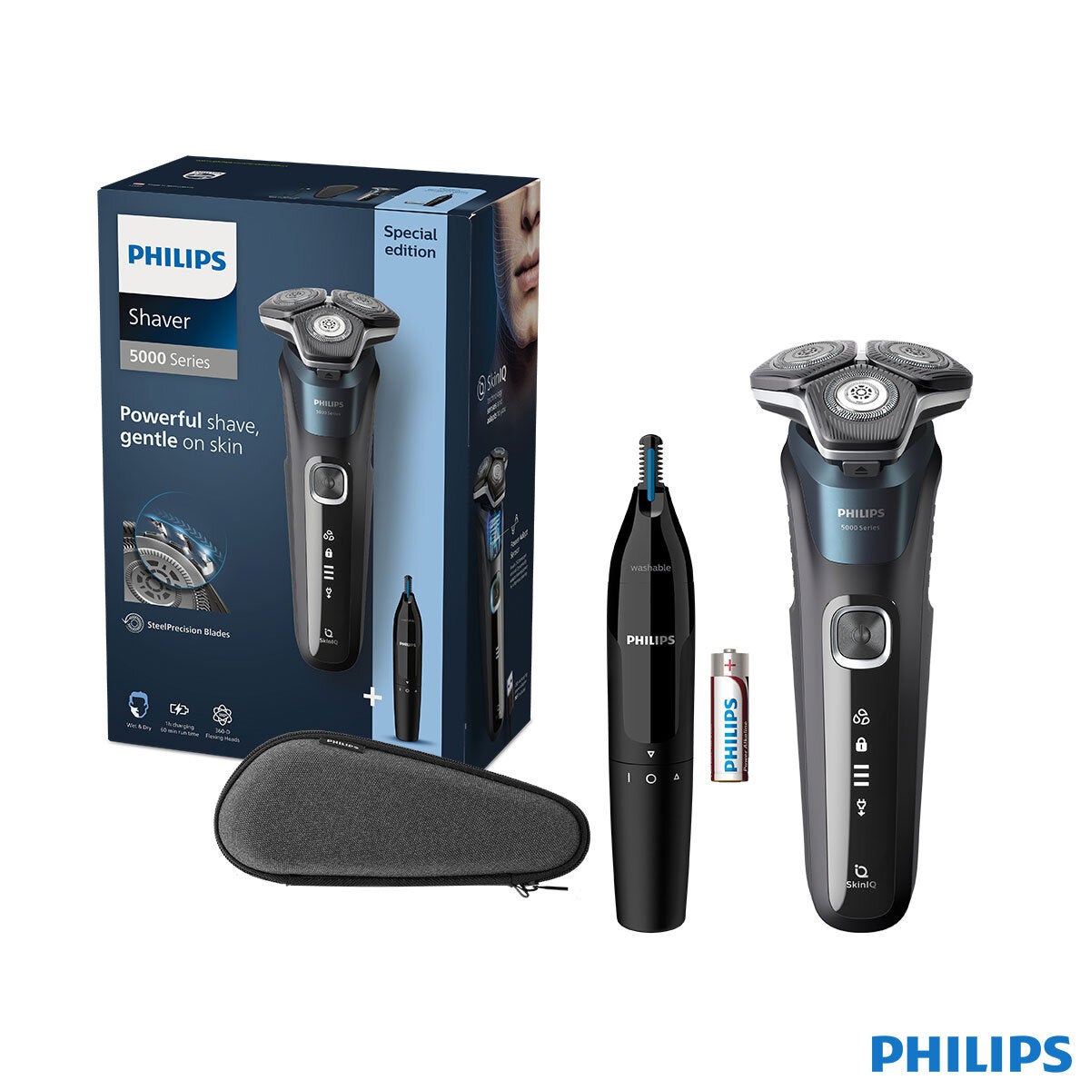 Philips Series 5000 Wet & Dry Electric Shaver with Pop-up Trimmer, Nose Trimmer and Travel Case, S5889/11