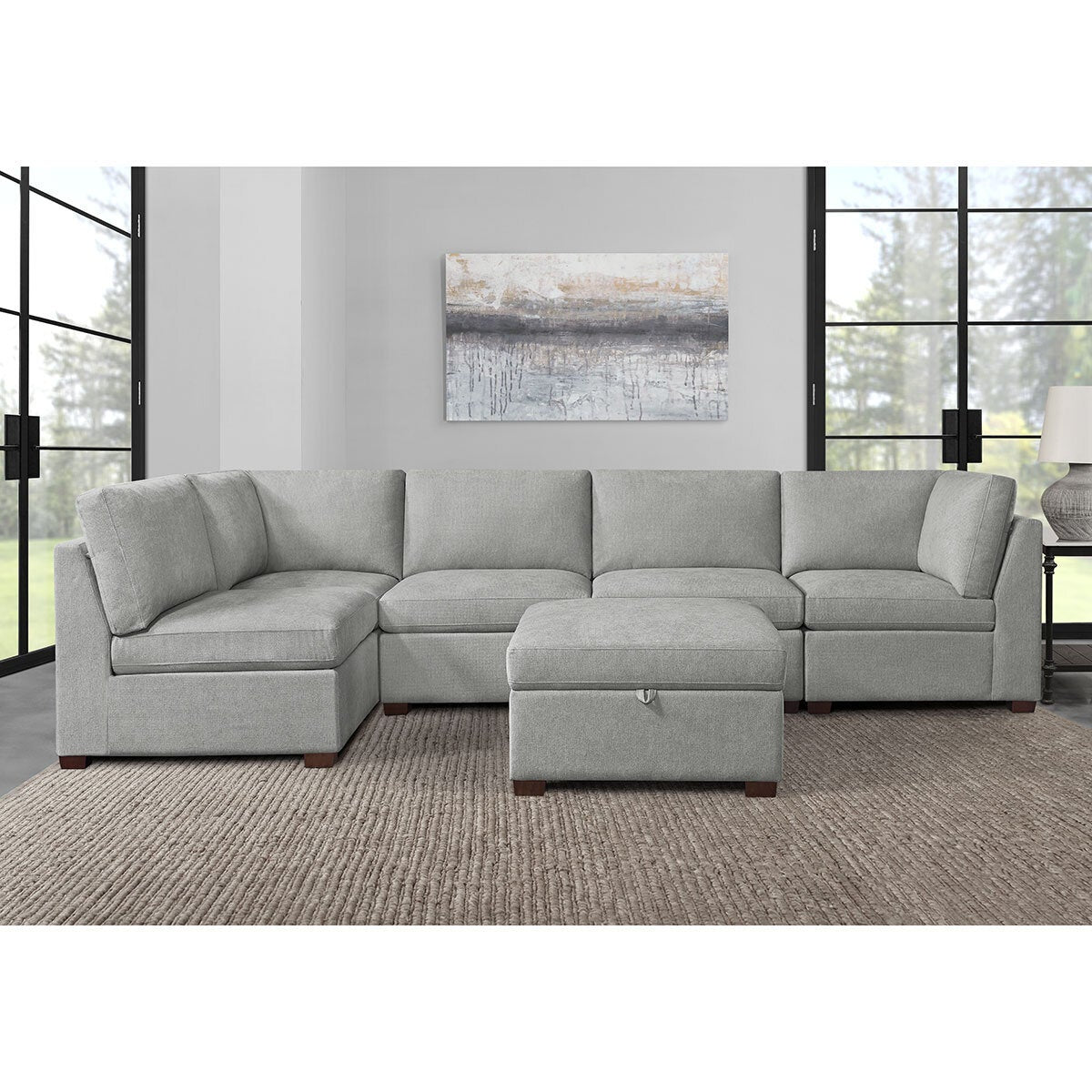 Thomasville Rockford Grey Modular Sofa with Power Footrest