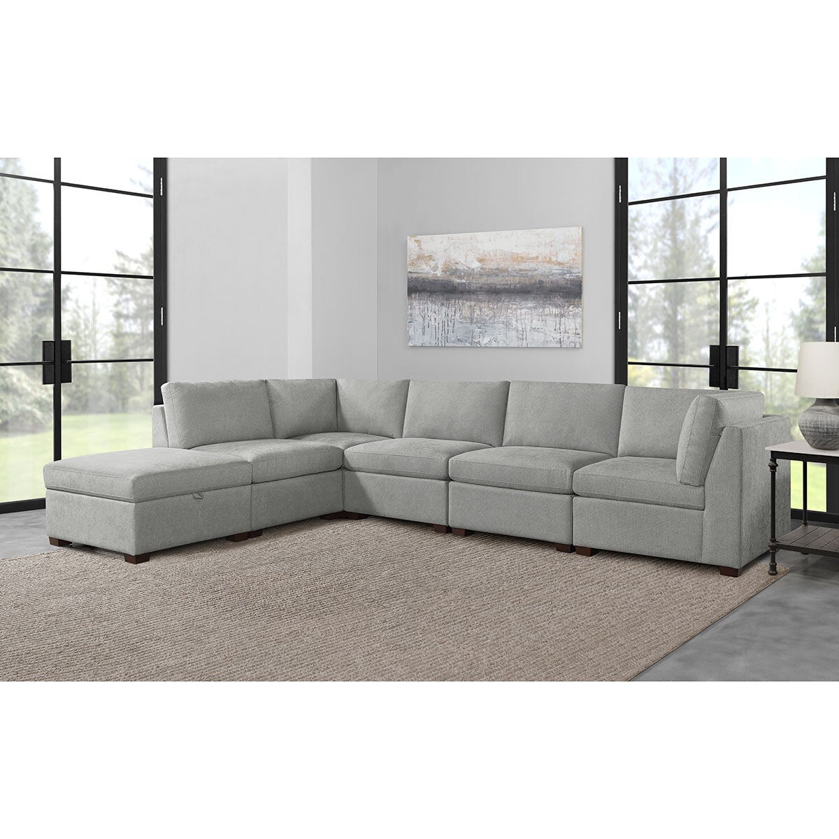 Thomasville Rockford Grey Modular Sofa with Power Footrest