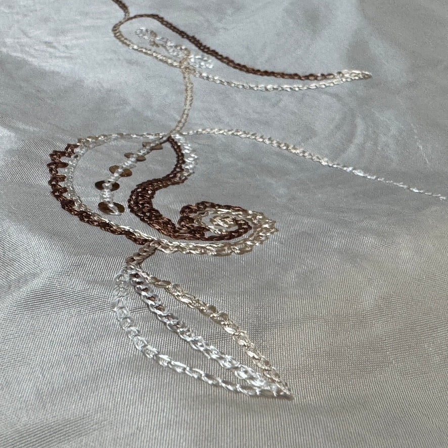 Cream Paisley Embroidered Taffeta Fabric Sequins Floral Bride Dress Material 60" - Bull Ring Fabrics
