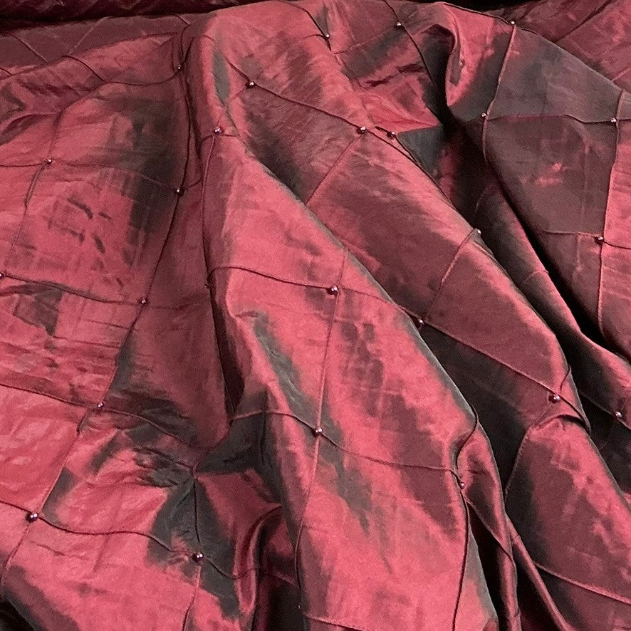 100m Wholesale Taffeta Diamond Quilted & Pearl Taffeta Fabric 60" Wine Shot Black - Bull Ring Fabrics