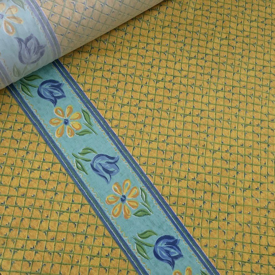 20m Sheeting Cotton Fabric Yellow Floral Diamonds Bed Duvet 72" - Bull Ring Fabrics