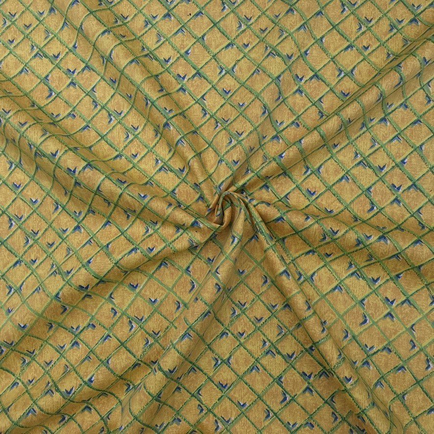 20m Sheeting Cotton Fabric Yellow Floral Diamonds Bed Duvet 72" - Bull Ring Fabrics