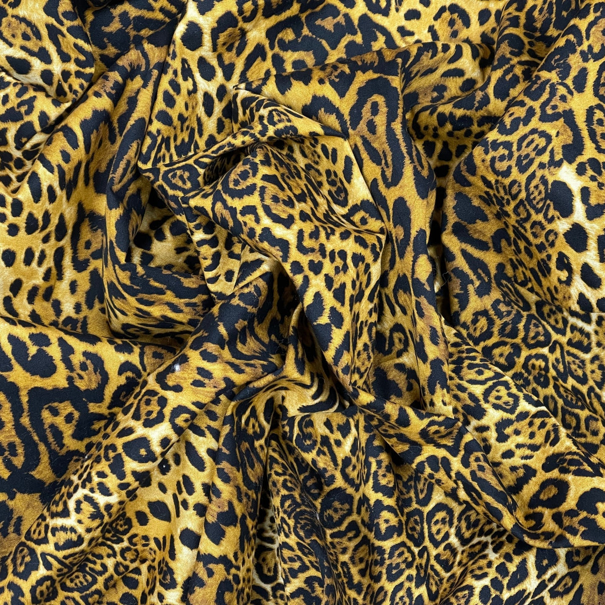27m Roll Dark Leopard Spots 100% Cotton Poplin Fabric Rose & Hubble 112cm, Brown - Bull Ring Fabrics