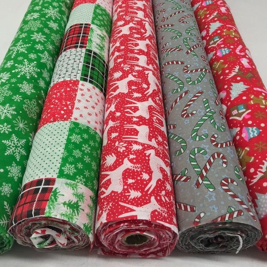 300m Xmas Polycotton Fabric Christmas 45" Wholesale Job Lot - Bull Ring Fabrics