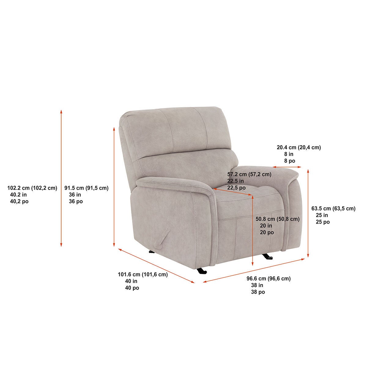 True Innovations Hayden Beige Fabric Manual Recliner Chair