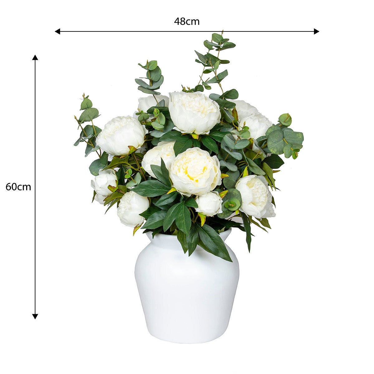 Artificial Peony & Eucalyptus Bouquet in Vase in 2 Colours
