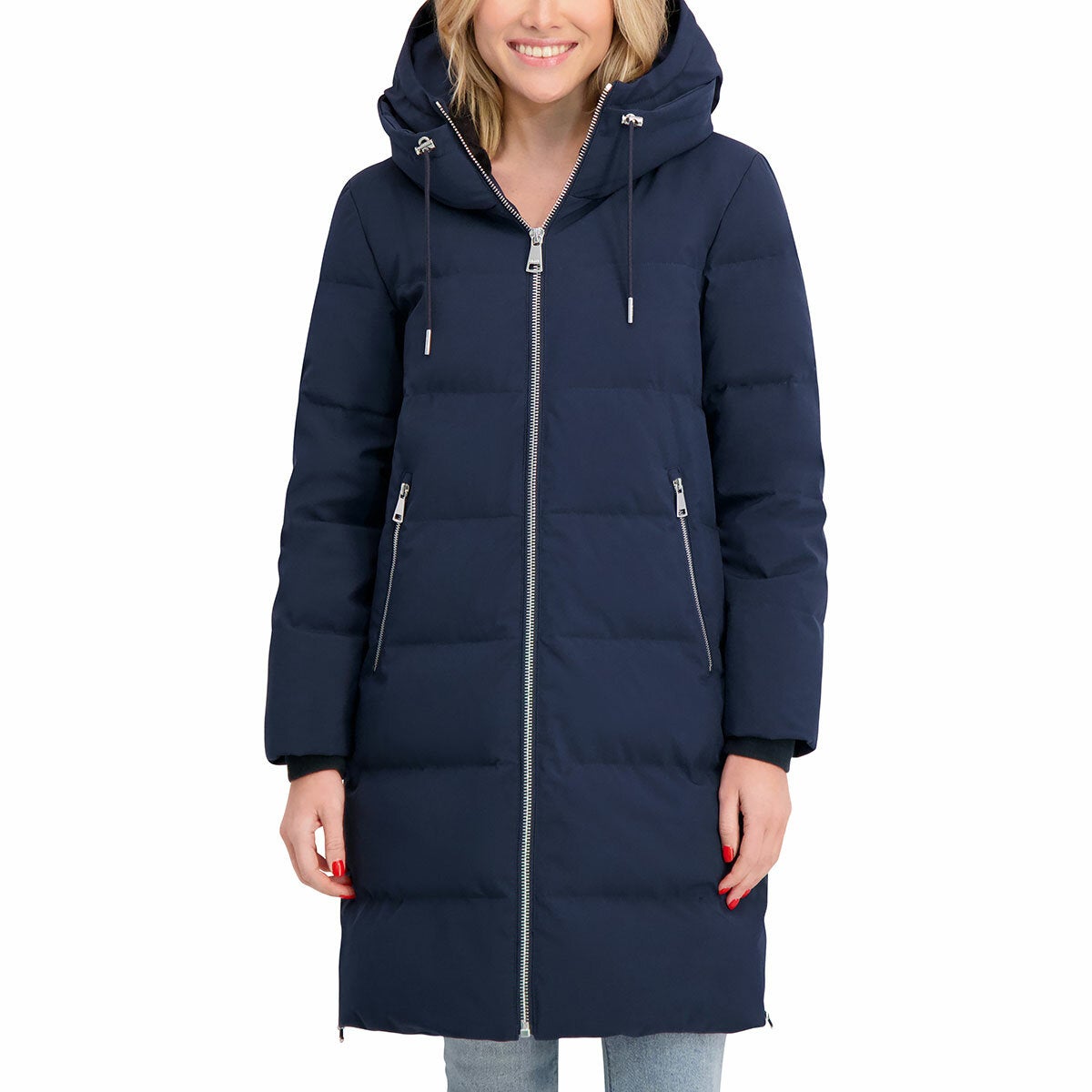 DKNY Ladies Long Down Coat with Hood