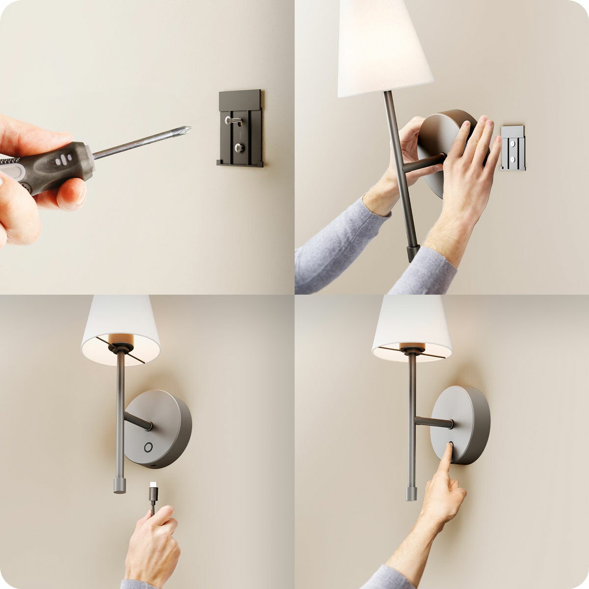 Globe Electric Wireless Rechargeable LED Integrated Wall Sconce, 2 Pack in 2 Col