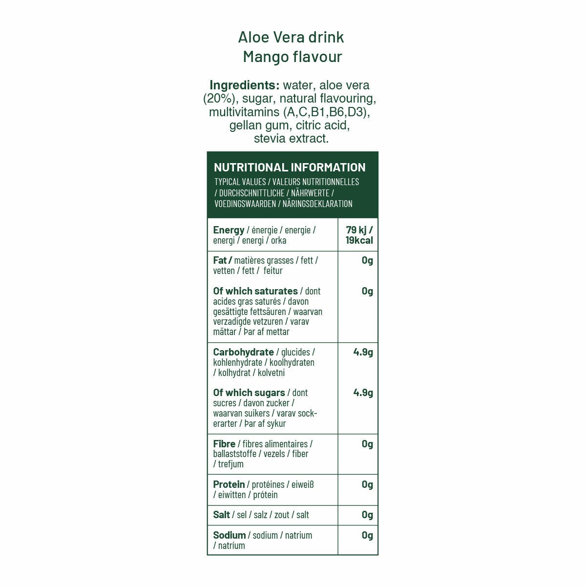 Simplee Aloe Vera Mango Drink, 12 x 500ml