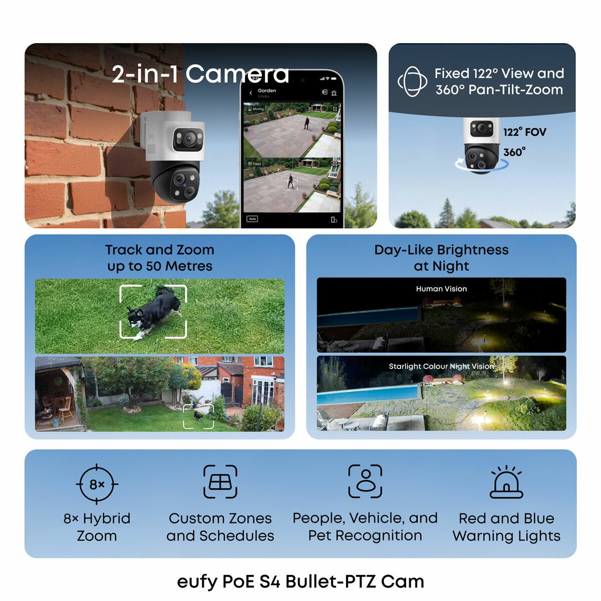 Eufy S4 NVR Security System with 2 x S4 Bullet-PTZ Cams & 2 x E40 Bullet Cams