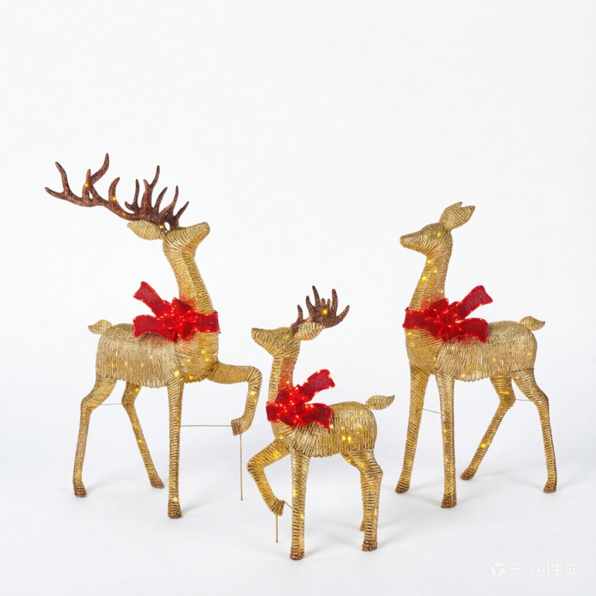 6ft (1.8m) Deer family Set of 3 with LED Lights
