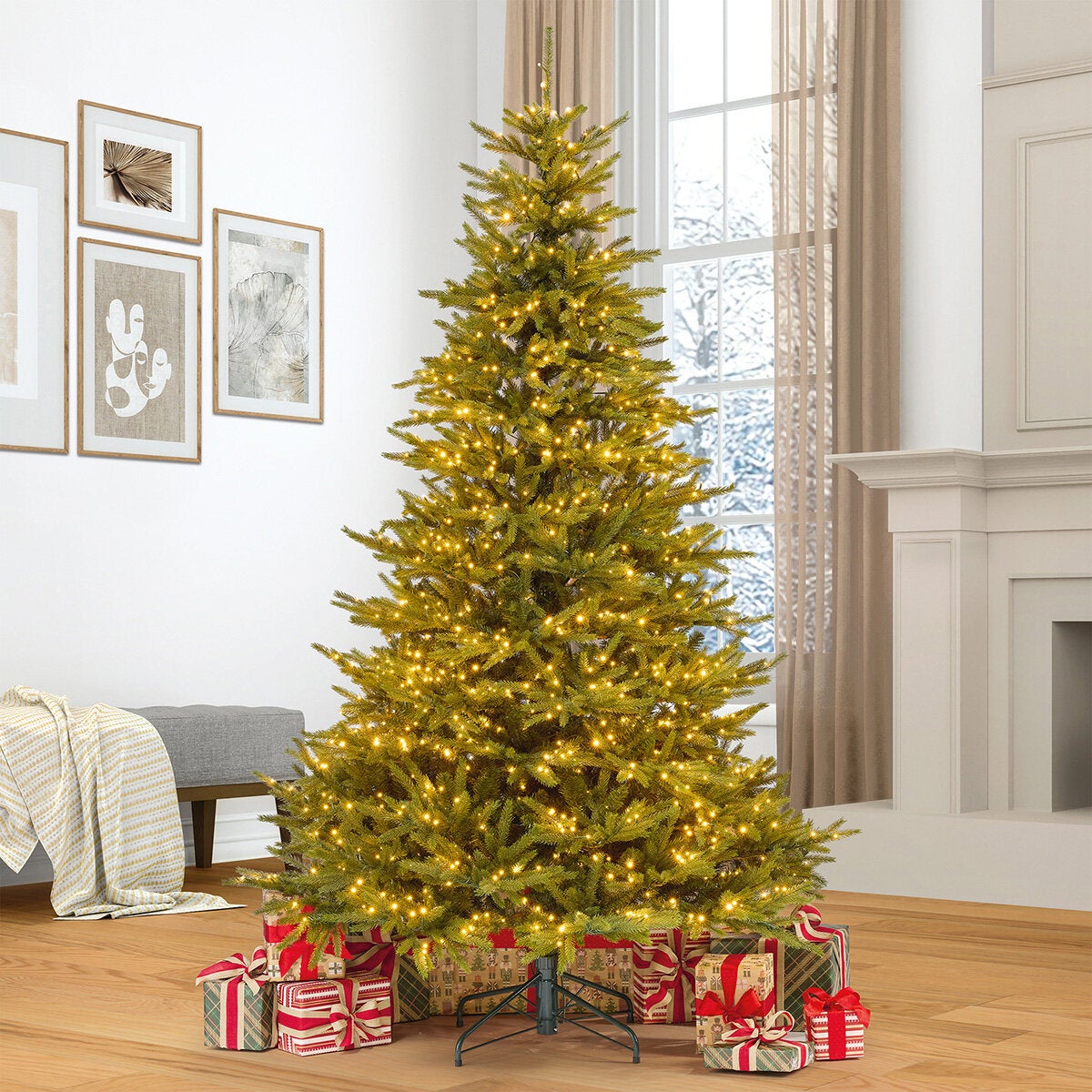 7.5 ft Pre-Lit Euro Style Artificial Christmas Tree