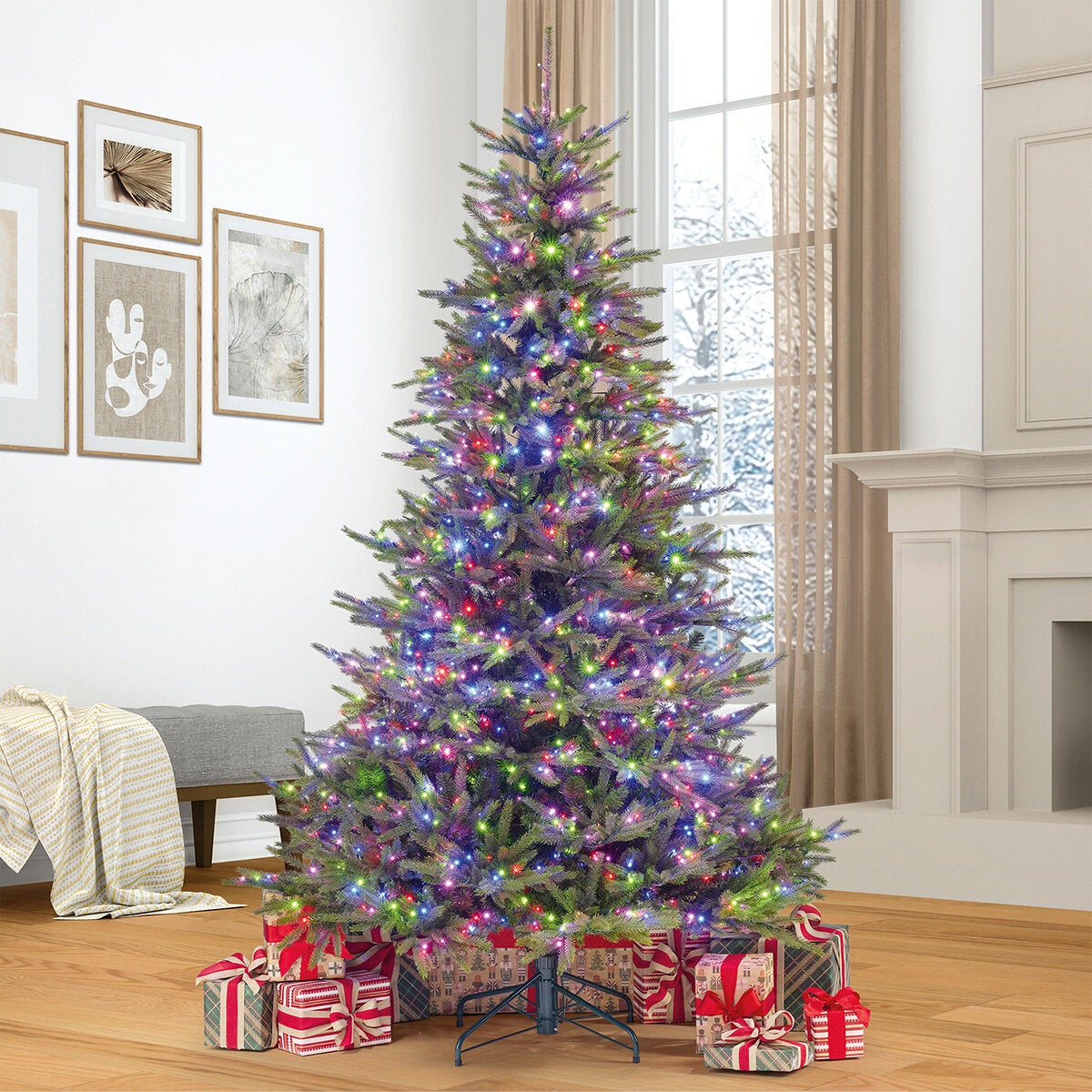 7.5 ft Pre-Lit Euro Style Artificial Christmas Tree