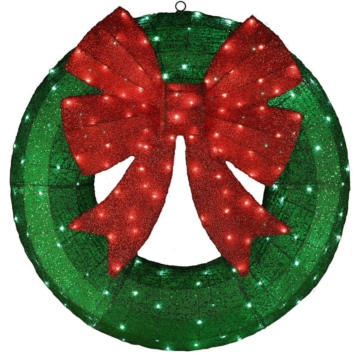36 inch Light-Up Christmas Wreath Sculpture With Bow