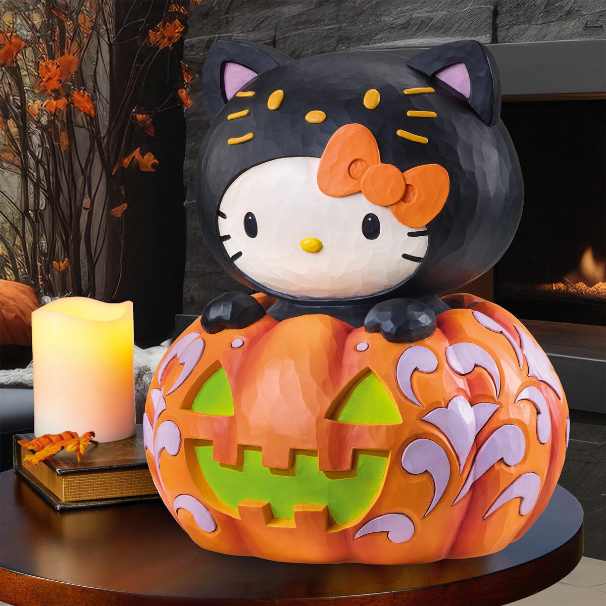 Halloween Hello Kitty Glow-In-The-Dark Jack-O'-Lantern Statue By Jim Shore