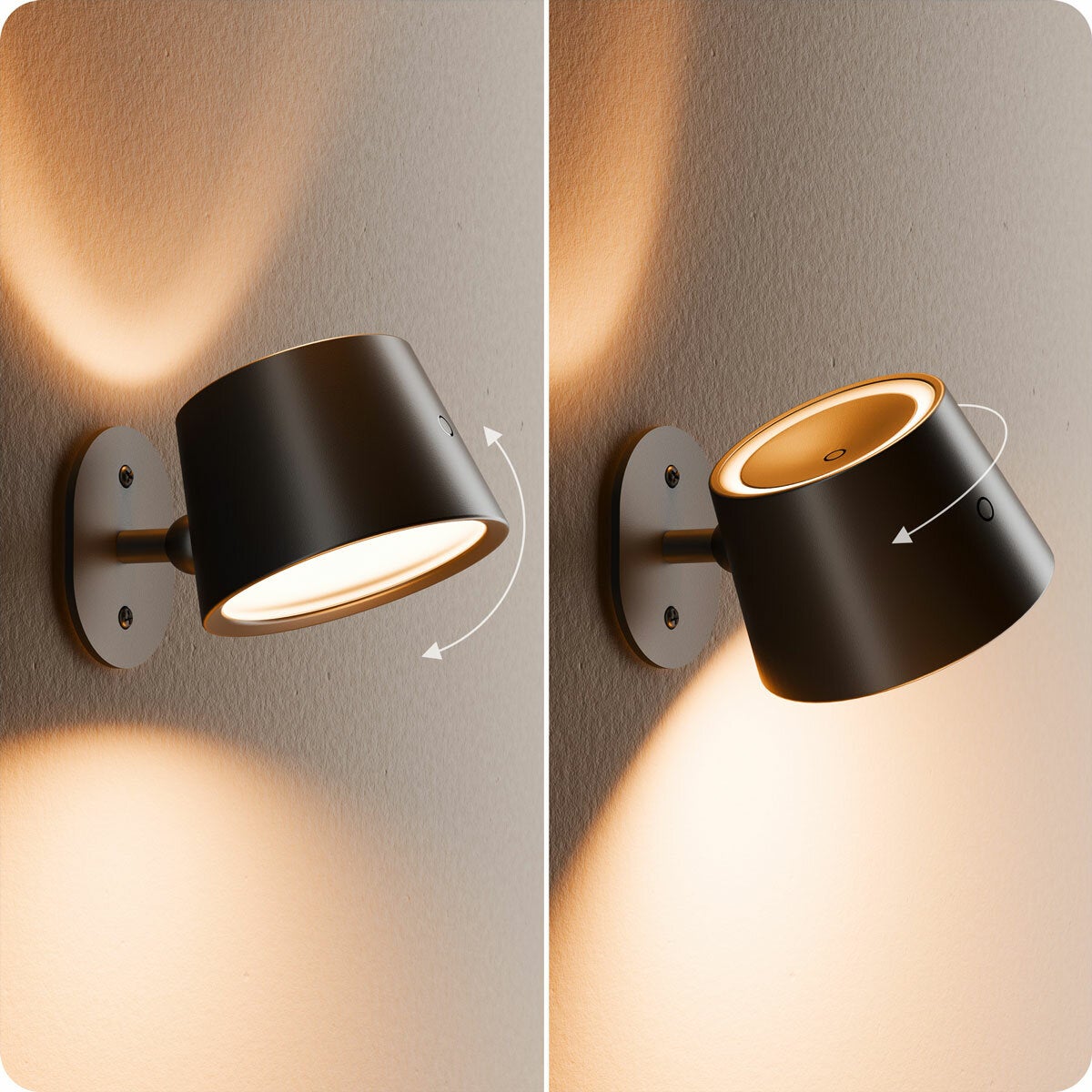 Globe Rechargeable Black Portable Wall Light, 2 Pack - Black