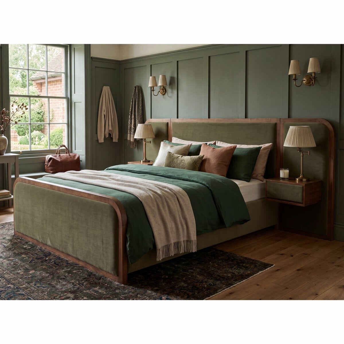 Travis Bed Green Velvet Bed Frame in 2 Sizes - King