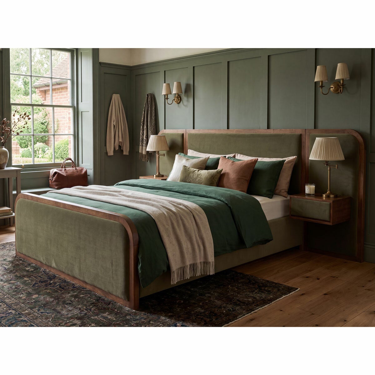 Travis Bed Green Velvet Bed Frame in 2 Sizes - Double